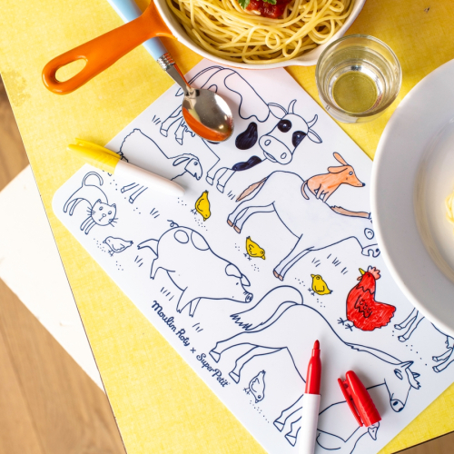 Mini tappetino da colorare in silicone con 4 pennarelli