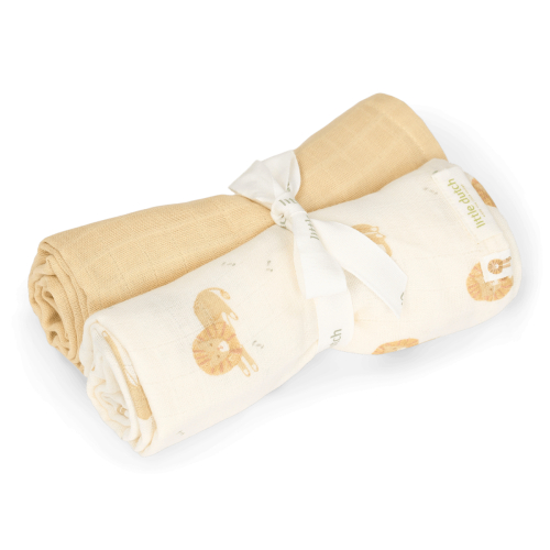 Set 2 mussole in cotone 70×70 cm – Safari Leo