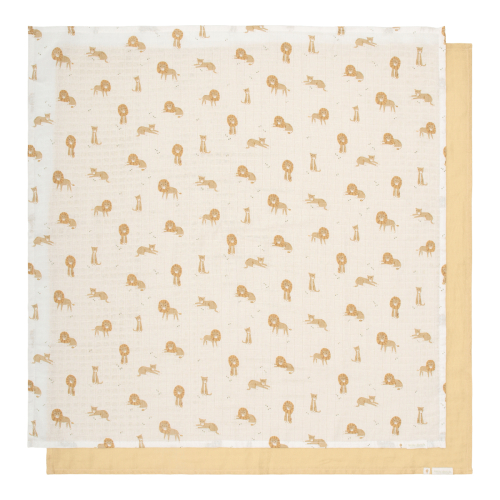 Set 2 mussole in cotone 70×70 cm – Safari Leo