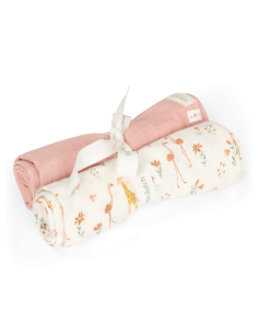Set 2 mussole in cotone 70×70 cm – Blooming Safari
