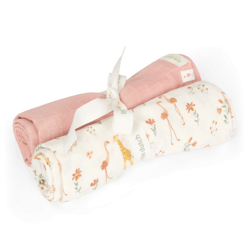 Set 2 mussole in cotone 70×70 cm – Blooming Safari