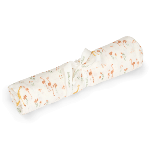 Mussola grande in cotone 120×120 cm – Blooming Safari