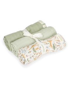 Set 3 mussole in cotone 70×70 cm – Safari Wonders