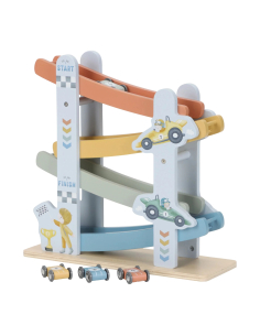 Pista a rampa con macchinine in legno