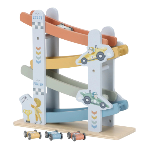 Pista a rampa con macchinine in legno