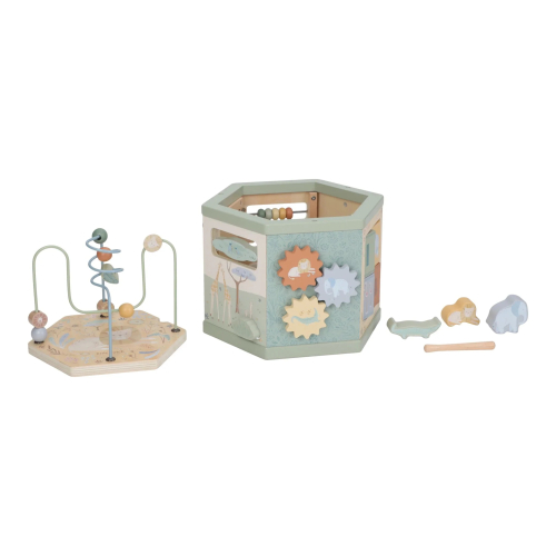 Cubo attività esagonale in legno – Safari Friends