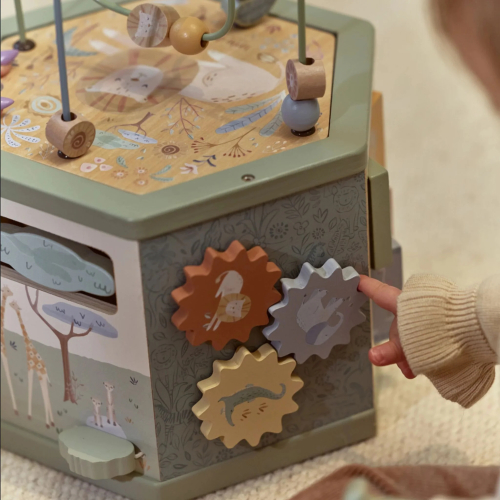 Cubo attività esagonale in legno – Safari Friends