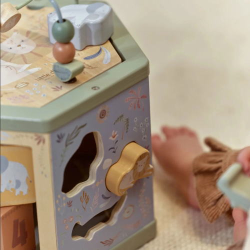 Cubo attività esagonale in legno – Safari Friends