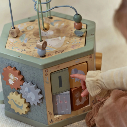 Cubo attività esagonale in legno – Safari Friends