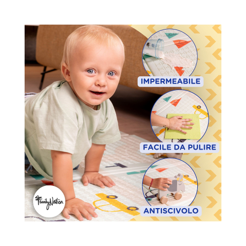 Tappeto Gioco Pieghevole Montessori 2 in 1 Reversibile e Morbido - Animal Friends - 180x150cm