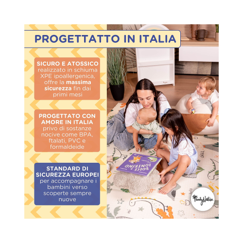 Tappeto Gioco Pieghevole Montessori 2 in 1 Reversibile e Morbido - Animal Friends - 180x150cm