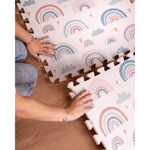 Tappeto Gioco Puzzle Montessori - Rainbow - 6 Pezzi - Morbido e Sicuro dalla Nascita - 175x117cm - dalla Nascita