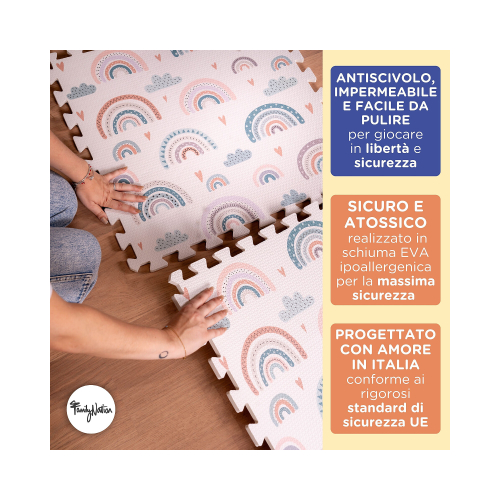 Tappeto Gioco Puzzle Montessori - Rainbow - 6 Pezzi - Morbido e Sicuro dalla Nascita - 175x117cm - dalla Nascita