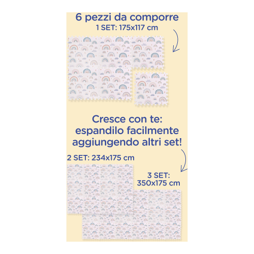 Tappeto Gioco Puzzle Montessori - Rainbow - 6 Pezzi - Morbido e Sicuro dalla Nascita - 175x117cm - dalla Nascita