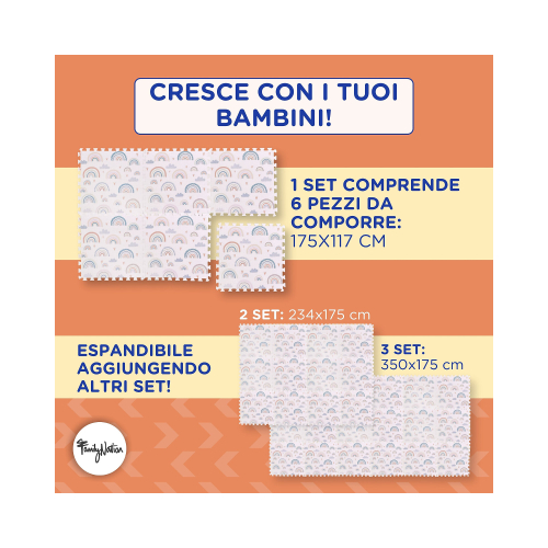 Tappeto Gioco Puzzle Montessori - Rainbow - 6 Pezzi - Morbido e Sicuro dalla Nascita - 175x117cm - dalla Nascita