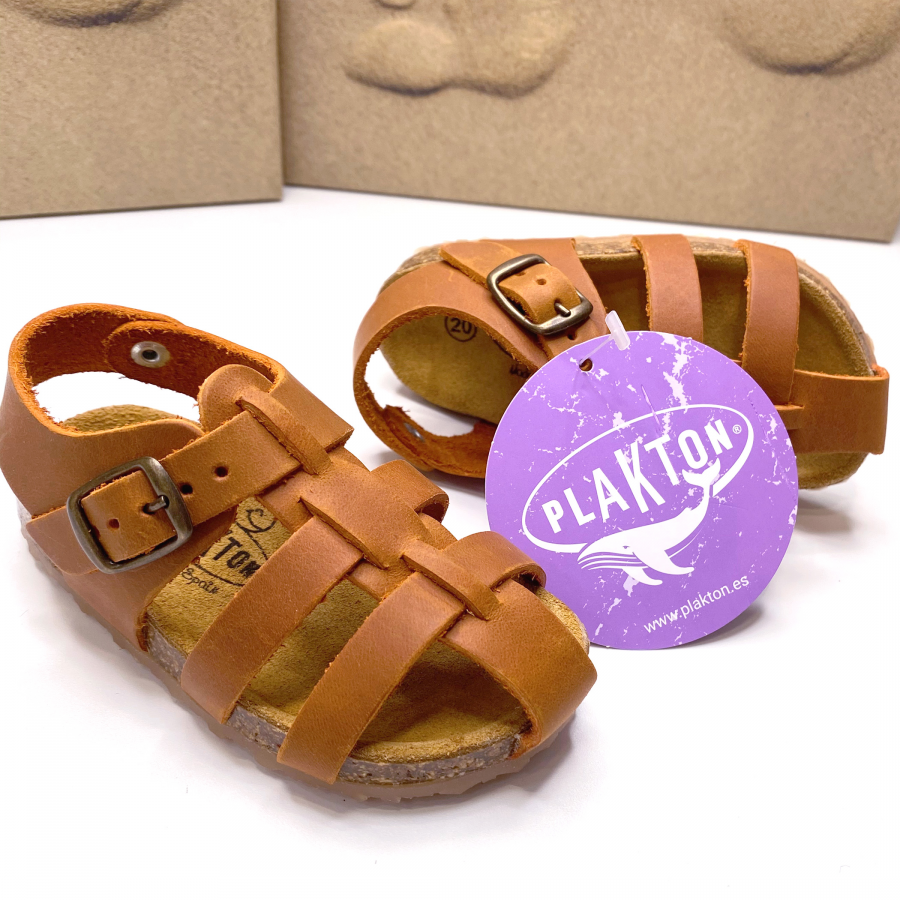 Plakton - Sandali a regnetto in sugero Polka cuoio 2