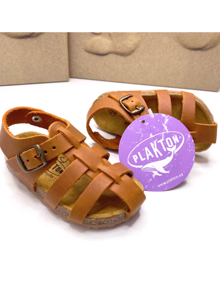 Plakton - Sandali a regnetto in sugero Polka cuoio