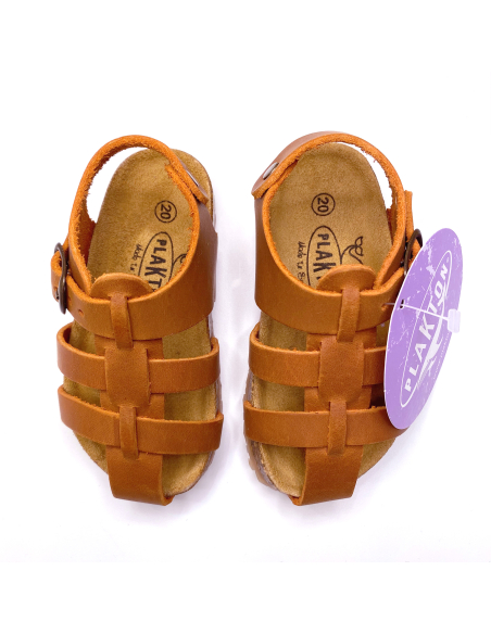 Plakton - Sandali a regnetto in sugero Polka cuoio