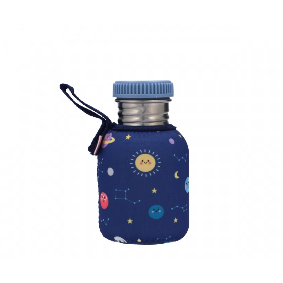 Bottiglia  350ml  Tutete Acciaio con cover neoprene Pianeti + Tappo sport Blue
